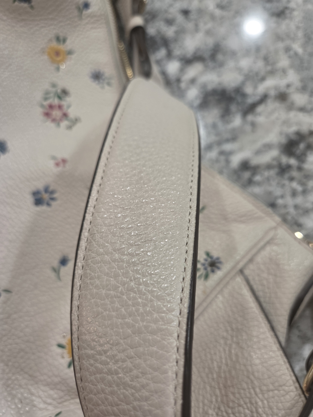 Coach Floral Print Cream Leather Shoulder Bag - Picture 12 of 16